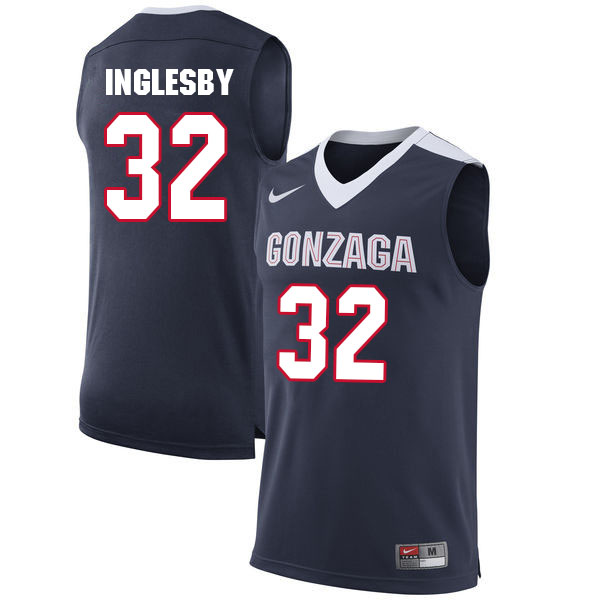 Men #32 Evan Inglesby Gonzaga Bulldogs College Basketball Jerseys Sale-Navy - Click Image to Close